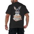 Cute Reading Bunny With Glasses Books Reader Book Bookworm Men's Back Print T-Shirt Cute Reading Bunny With Glasses Books Reader Book Bookworm Men's Back Print T-Shirt