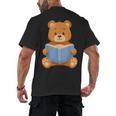 Cute Teddy Bear Reading Book Adorable For Readers Men's Back Print T-Shirt