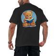 Cute Teddy Bear Reading Book Fun Men's Back Print T-Shirt