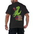 Dino Reading Read Reading Librarian Book Men Boys Kids Men's Back Print T-Shirt