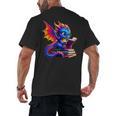 Dragon Reading a Book Bookworm Book Lover Men's Back Print T-Shirt Dragon Reading a Book Bookworm Book Lover Men's Back Print T-Shirt
