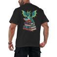 Dragon Reading Books Fantasy Lovers Mythical Creatures Men's Back Print T-Shirt