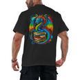 Dragon Reading Colorful Fantasy Book Lover Men's Back Print T-Shirt Dragon Reading Colorful Fantasy Book Lover Men's Back Print T-Shirt