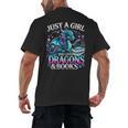 Dragon Reading Just A Girl Who Loves Dragons And Books Men's Back Print T-Shirt Dragon Reading Just A Girl Who Loves Dragons And Books Men's Back Print T-Shirt