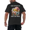 Easily Distracted By Books And Gnomes Book Reading Gnome Men's Back Print T-Shirt