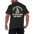 Easily Distracted By Cats & Books Tee Reader Book Worm Men's Back Print T-Shirt