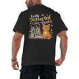 Easily Distracted By Cats And Books Book & Cat Lover Men's Back Print T-Shirt