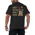 Easily Distracted By Dogs And Books Pets Books Lovers Men's Back Print T-Shirt Easily Distracted By Dogs And Books Pets Books Lovers Men's Back Print T-Shirt