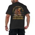 Easily Distracted By Dragons And Books Fantasy Book Lover Men's Back Print T-Shirt