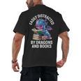 Easily Distracted By Dragons And Books Men's Back Print T-Shirt