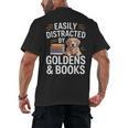 Easily Distracted By Goldens & Books Golden Retriever Dog Men's Back Print T-Shirt Easily Distracted By Goldens & Books Golden Retriever Dog Men's Back Print T-Shirt