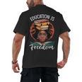 Education Is Freedom African Teacher Books Lovers Men's Back Print T-Shirt Education Is Freedom African Teacher Books Lovers Men's Back Print T-Shirt