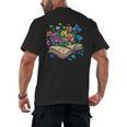 Enchanted Open Book With Blooming Flowers Men's Back Print T-Shirt