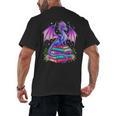 Fantasy Dragon Reading Books Bookworm Men's Back Print T-Shirt