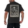 Floral The Reader Tarot Card Skeleton Reading Book Men's Back Print T-Shirt Floral The Reader Tarot Card Skeleton Reading Book Men's Back Print T-Shirt