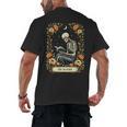 Floral Tarot Card The Reader Skeleton Reading Book Men's Back Print T-Shirt