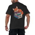 Fox Reading Book Pajama Sleep Men's Back Print T-Shirt Fox Reading Book Pajama Sleep Men's Back Print T-Shirt