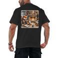 Fox Reads By Fireplace In Cabin Rustic Book Cozy Cup Tea Men's Back Print T-Shirt Fox Reads By Fireplace In Cabin Rustic Book Cozy Cup Tea Men's Back Print T-Shirt