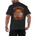 Fully Booked For Fall Books Pumpkin Autumn Thanksgiving Men's Back Print T-Shirt Fully Booked For Fall Books Pumpkin Autumn Thanksgiving Men's Back Print T-Shirt