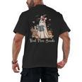 Ghost Reading Book Coquette Bow Halloween Girl Kid Teacher Men's Back Print T-Shirt