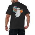 Ghost Reading Books Halloween Library Men's Back Print T-Shirt