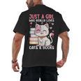 Girl Who Loves Cats And Books Cute Men's Back Print T-Shirt