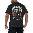 Grim Reaper Bookworm Cute Book Reading Halloween Men's Back Print T-Shirt Grim Reaper Bookworm Cute Book Reading Halloween Men's Back Print T-Shirt