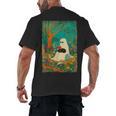 Groovy Ghost Reading Book Cat Halloween Ghost Teacher Men's Back Print T-Shirt