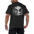 Hedgehog Reading Book Full Moon Lake Scenery Men's Back Print T-Shirt