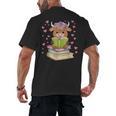 Highland Cow Reading Book Floral Bookworm Men's Back Print T-Shirt