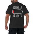 Introvert Socially Drained Battery Men's Back Print T-Shirt