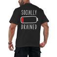 Introvert Socially Drained Battery Men's Back Print T-Shirt
