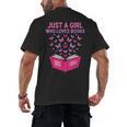 Just A Girl Who Loves Books Butterflies Reading Men's Back Print T-Shirt