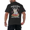 Just A Girl That Loves Cats And Books Cute Cat & Bookwork Men's Back Print T-Shirt Just A Girl That Loves Cats And Books Cute Cat & Bookwork Men's Back Print T-Shirt