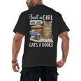Just a Girl Who Loves Cats And Books Men's Back Print T-Shirt
