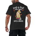 Just a Girl Who Loves Cats And Books Reading Cat & Bookworm Men's Back Print T-Shirt Just a Girl Who Loves Cats And Books Reading Cat & Bookworm Men's Back Print T-Shirt