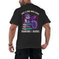Just a Girl Who Loves Dragons And Books Reading Men's Back Print T-Shirt Just a Girl Who Loves Dragons And Books Reading Men's Back Print T-Shirt