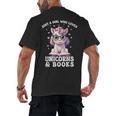 Just a Girl Who Loves Unicorns & Books Bookish Unicorn Love Men's Back Print T-Shirt Just a Girl Who Loves Unicorns & Books Bookish Unicorn Love Men's Back Print T-Shirt