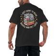I Just Want To Read Books And Pet Cats Cat And Book Men's Back Print T-Shirt I Just Want To Read Books And Pet Cats Cat And Book Men's Back Print T-Shirt