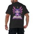 Kawaii Axolotl Cute Axolotls Reading Book Men's Back Print T-Shirt