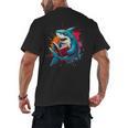 Kawaii Shark Reads Book Reading Library Book Bookworm Men's Back Print T-Shirt