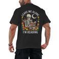 Leave Me Alone Skeleton Reading Book Floral Moon Librarian Men's Back Print T-Shirt