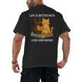 Life Is Better With Cats And Books Cute Cat Lover Men's Back Print T-Shirt Life Is Better With Cats And Books Cute Cat Lover Men's Back Print T-Shirt