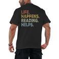 Life Happens Reading Helps Book Lovers Vinage Men's Back Print T-Shirt