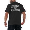 Lift Heavy Pet Cats Read Books Gym Workout Weight Lifter Men's Back Print T-Shirt