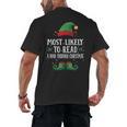 Most Likely To Read A Book Matching Christmas Elf Men's Back Print T-Shirt