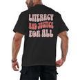 Literacy And Justice For All Book Lover Men's Back Print T-Shirt