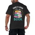 Take a Look It's In a Book Teacher Reading Apparel Men's Back Print T-Shirt