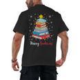 Merry Bookmas Book Christmas Tree Lights Xmas Men Women Kids Men's Back Print T-Shirt Merry Bookmas Book Christmas Tree Lights Xmas Men Women Kids Men's Back Print T-Shirt