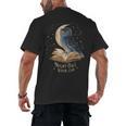 Night Owl Book Club Crescent Moon Late Night Reading Men's Back Print T-Shirt Night Owl Book Club Crescent Moon Late Night Reading Men's Back Print T-Shirt